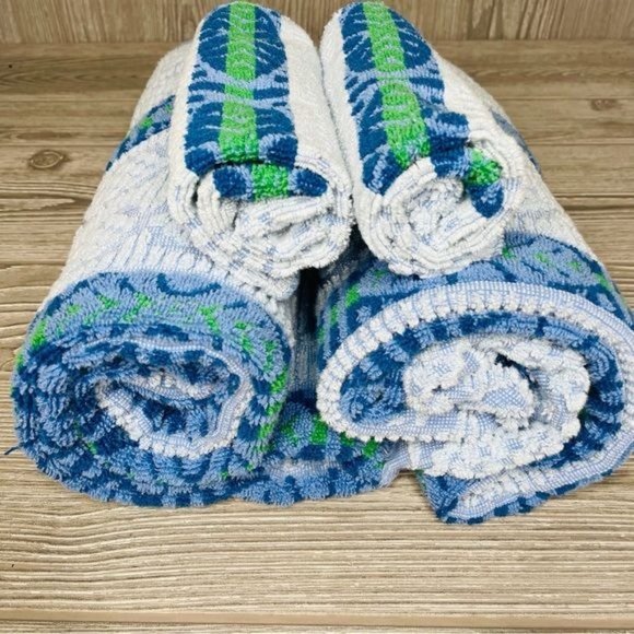 Vintage spring maid bath towels and face cloths 2 towels 2 face cloths blue - Picture 2 of 8